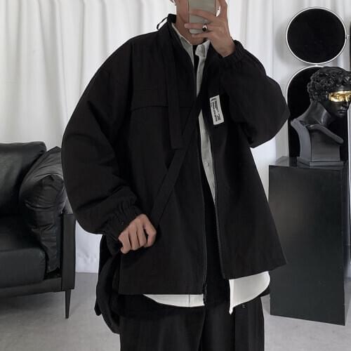 Dark Tooling Jacket Mens Korean-Style Loose Casual Fashion Multi-Pockets All-Match Hong Kong Style Jacket Mens Retro