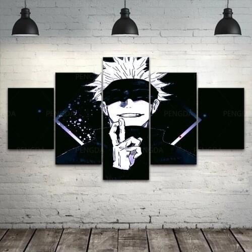 Prints Modular Art Wall 5 Panel Japanese Cartoons Pictures Painting Canvas Home Decor Jujutsu Kaisen Poster Corridor Framework