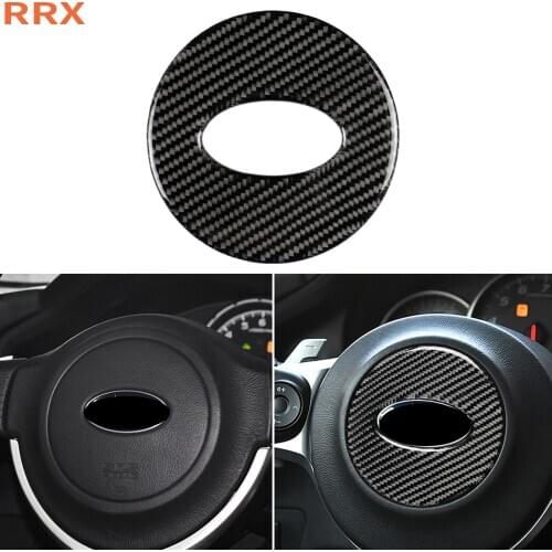 For Subaru BRZ 2013-2017 Carbon Fiber Sticker Steering Wheel Logo Frame Emblem Badge Cover Black Trim Interiors Car Accessories
