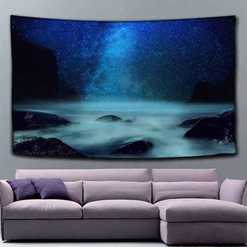 Sky Psychedelic Tapestry Space Landscape Tapestry Purple Starry Art Print Wall Hanging Tapestry for Home Decor
