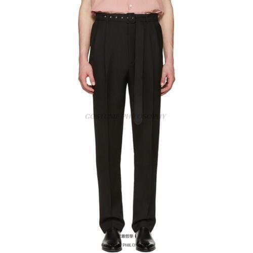 27-44 Hot 2020 New Mens Casual Trousers Matching Belt Pants Tide Male Hairstylist Suits Pants Nightclub Singer Stage Costumes