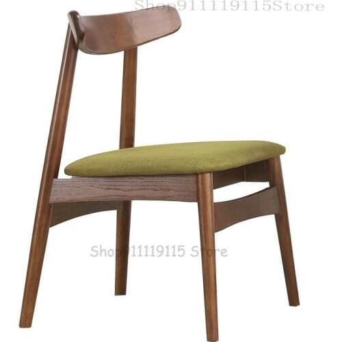 Nordic Solid Wood Dining Chair Modern Simple White Oak Home Negotiation Chair Back Coffee Computer Chair Office Soft Bag