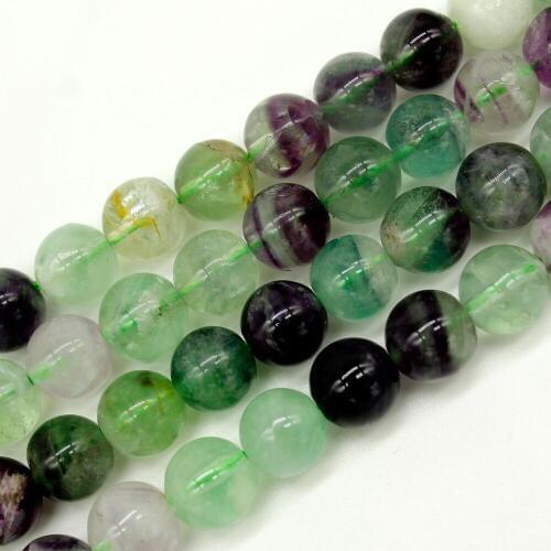 Wholesale Natural Genuine Rainbow Mix Color Green Purple Fluorite Round Loose Stone Jewelry Beads