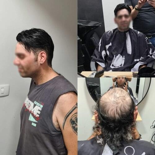 HairPiece Wig Men Toupee Human Hair Wig Natural Handmade Mens Toupee Mono PU Replacement Systems Natural Straight Jet Black