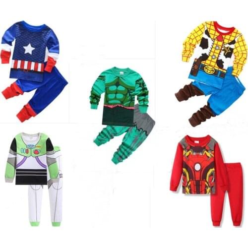 Kids Boys Halloween Pajamas Set Children Pyjamas Toddler Cosplay Clothes Child Cotton Pijamas Kid Superhero Autumn Sleepwear2-7Y