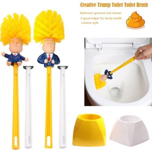 Trump Toilet Brush Holder Plastic Trump-up Base Yellow/White Open Arms set Funny Gag Creative Gift clean Bathroom Tiles creative