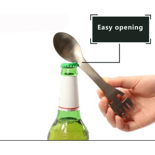 Outdoor Camping Tableware BBQ Hiking Spoon Cookware Multifunctional Fork Bottle Opener Portable Outdoor Survival Tools2
