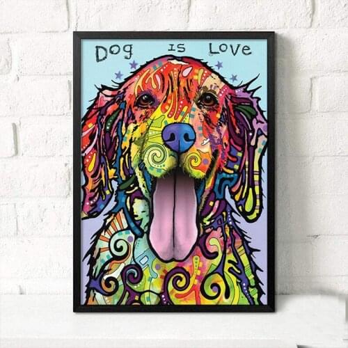 Pop Art Colorful Abstract Dog Canvas Painting Poster and Prints Wall Art Picture Scandinavian for Living Room Home Decor Cuadros