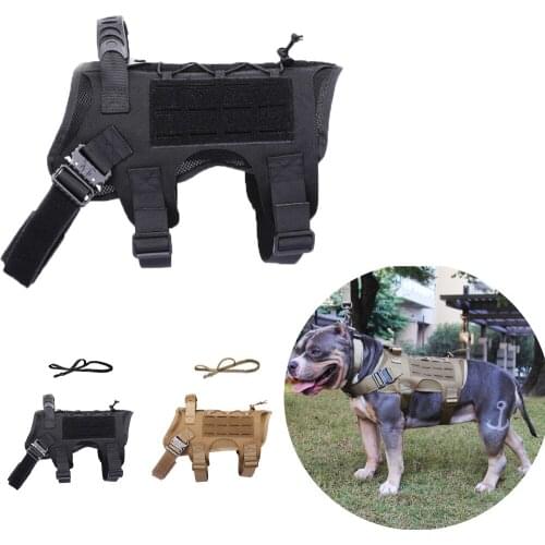 Adjustable Tactical Harness Dog Vest Training Hunting Molle Nylon Waterproof Military Patrol Dog Harness with Handle Hunting