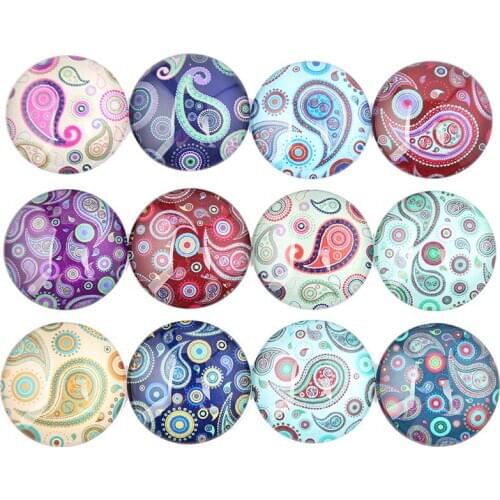 Reidgaller Mixed Pattern Cabochon Glass Round 10mm 12mm 20mm 25mm Diy Jewelry Making Supplies For Earrings Bracelets