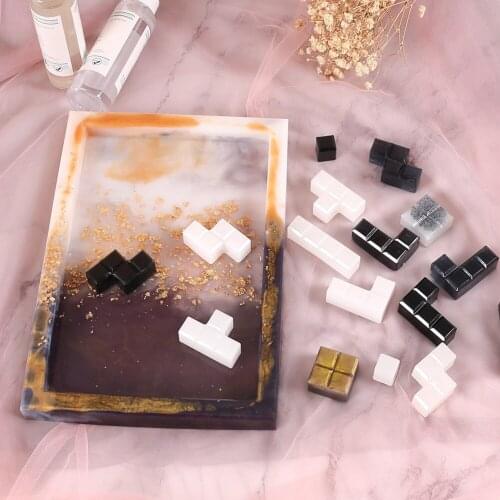 Russian Tetris Silicone Molds DIY Handcraft Resin Casting Molds for Home Decor Game Play UV Epoxy Resin Tray Coaster Mold Kit