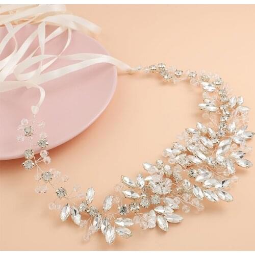 Bridal Satin Belts Crystal Beads Silver Color Wedding Accessories Decoration Prom Dress Belt Ivory White Strass Bride Sash Gifts