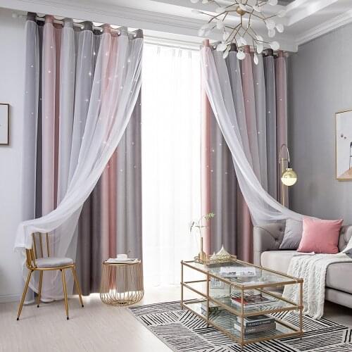 Blackout Star Curtains Stars Blackout Curtains for Kids Girls Bedroom Living Room Colorful Double Layer Star Window Curtains