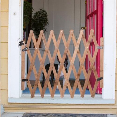 Pet Gate Pet Fence Wooden Retractable Cat Puppy Dog Sliding Door Folding Safety Gate Pet Isolation Protect Playpen 60-110cm