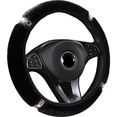Winter Short Plush Car Steering Wheel Braid On Cover Without Inner Ring Wrap Fit For 37-38CM/14.5"-15" Hand Bar Grip Protector