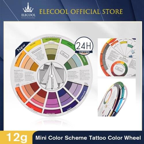 Professional 12 Color Paper Card Three-tier Design color Mixing Wheel Guidance Round central Circle Rotates Tattoo Nail Pigment