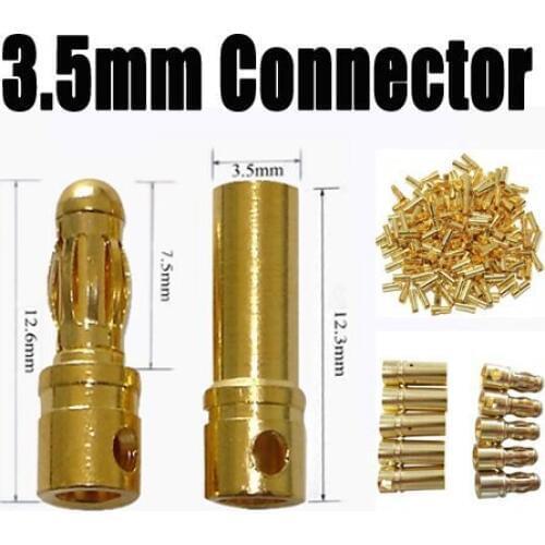 100 pairs/a lot high performance 3.5mm Gold Bullet Banana Connector Plug for RC Battery DU0082