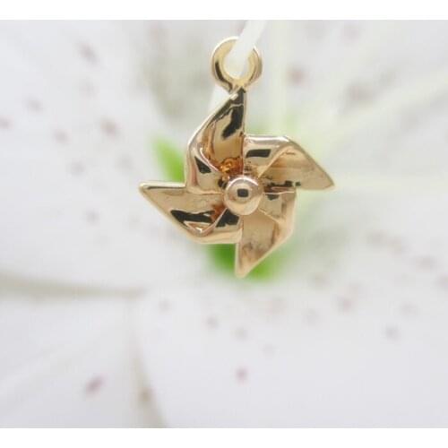 10PCS 12*10MM 24K Champagne Gold Color Plated Brass Windmill Charms Pendants Jewelry Findings Accessories