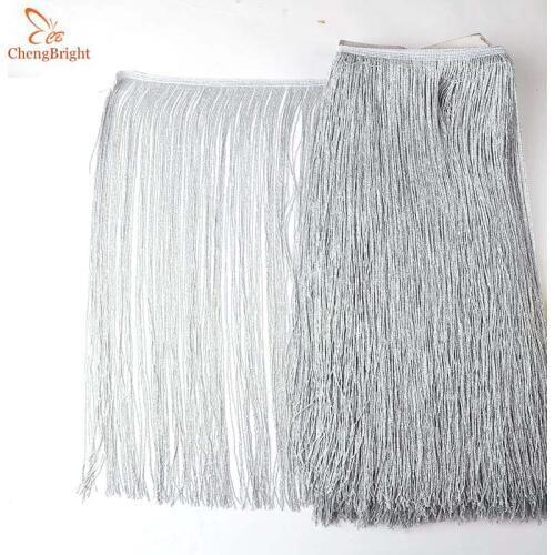 2Yards-10Yards Silver Lace Fringe Trim Tassel 100cm Wide Fringe Trimming For Latin Dress Stage Clothes Accessories Lace Ribbon