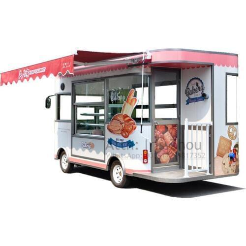 3.2m long electric mobile food vending cart, bakery food truck food van with logo printed