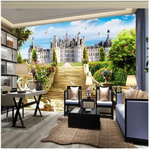 3d customized wallpaper 3D three-dimensional European garden castle landscape wallpapers background wall