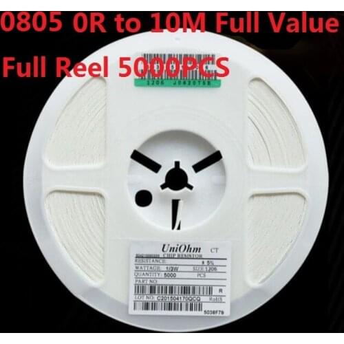 5000PCS (0 ohm to 10M) SMD Chip Resistor 0805 10K ohm 5% chip resistorsohm 0R 10R 1K 2.2K 3.3K 4.7K 10K 100K 820R 1M Ohm Kit