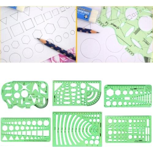 6 Pieces Plastic Measuring Templates Building Formwork Stencils Geometric Drawing Rulers Set