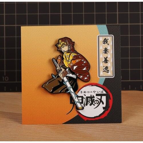 Anime Demon Slayer Kimetsu no Yaiba Sabito Zenitsu Inosuke Tanjirou Cosplay Metal Bedge Bags Badge Button Brooch Pin Souvenir