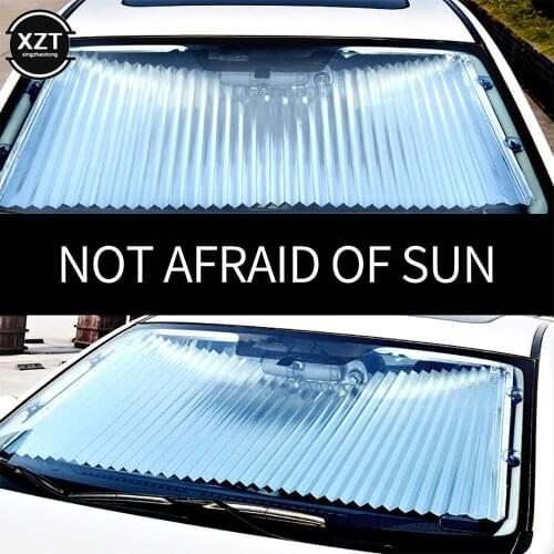 Car Windshield Sunshade Curtain Retractable Folding Car Sunshade Cover Reflective Aluminum Film Curtains Anti-UV Car Sun Shade