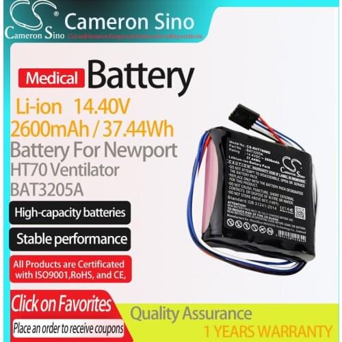 CameronSino Battery for Newport HT70 Ventilator fits Newport BAT3205A Medical Replacement battery 2600mAh/37.44Wh 14.40V Li-ion