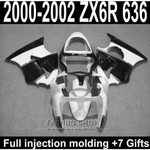 Black white Fairings For Kawasaki ZX6R 2000 2002 2001 / zx-6r 00 01 02 Best quality Abs for Fairing kit S22