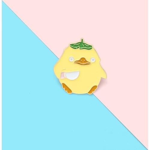 Cartoon Duck Brooches Spirited Enamel Pins Bag Clothes Lapel Pin Movie Spring God Animal Badge Jewelry Gift for Kids Friends