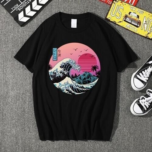 Vaporwave T Shirt Men Hip Hop Funny Cartoon T-shirt 2020 Harajuku Aesthetic Unisex Grunge Fashion Streetwear Graphic Tees Male