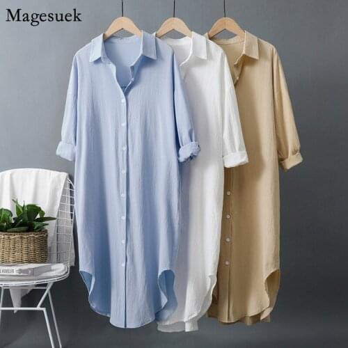 Cotton Long Sleeve White Blouse Women 2021 Autumn Loose Casual Sunscreen Long Shirt Women Clothing Office Lady Tops Blusas 15817