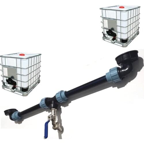 IBC Water Tank Adapter Side by Side Connection S60x6 Elbow Tee Connector with PE Pipe Garden Water Connectors Drain Adapter