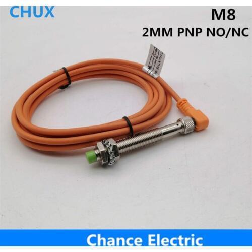 Inductive proximity sensor PNP Free shipping M8 2mm NO/NC IM8 switch with bend connector