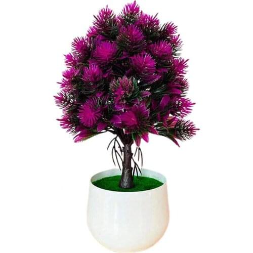 Artificial Plant Pot Waterproof DIY Flower Craft Plastic Small Tree Fake Potted Plant Bonsai Artificial Flowers in Pot for Home