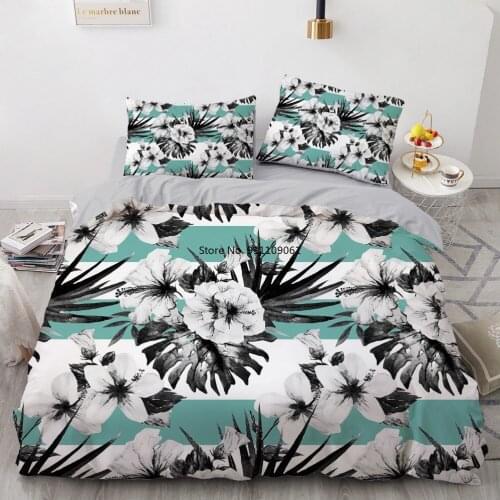 3D Bed Linen White Duvet Cover Sets Quilt Covers Pillow Case Bedding Sets King Queen Twin Nordic Flower Design Bedclothes 2-3pcs