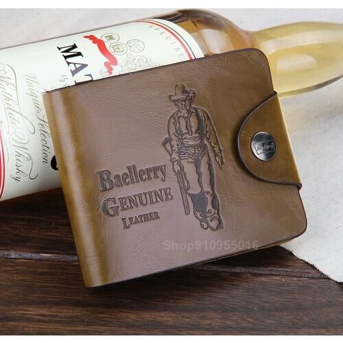 Leather Retro Vintage Men Wallets Hunter 501 Money Bag Hasp Hollow Out Small Wallet Men Clutch Purse Card Holder Coin Pocket