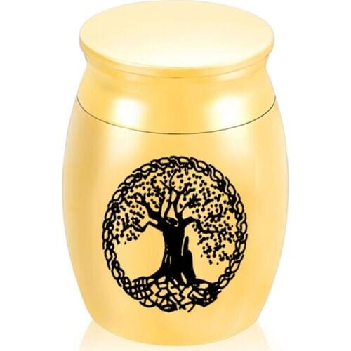 Circle Tree of Life Engravable Cremation Mini Urns for Human/Pet Ashes Casket Funeral Urn Keepsake Aluminum Alloy Cremation Jar