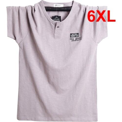 Summer Tees Mens Short Sleeve Tshirt Fashion Solid Color Shirt Cotton Big Size T-shirts for Fat Men Casual Tops Plus Size 6XL