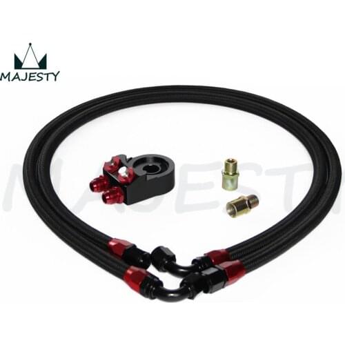 OIL FILTER SANDWICH ADAPTER black + 1.4M AND 1.6M HOSE KIT black