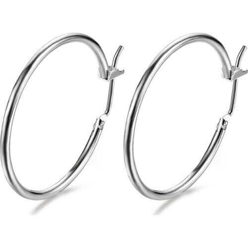 Minimalist Female Round Big Hoop Earrings Rose Gold Silver Color Wedding Earrings Classic Bridal Geometry Earrings For Women