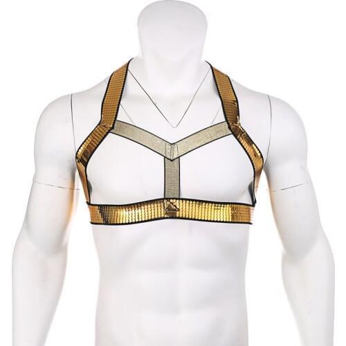 Men Harness Bondage Body Fetish Gay Bondage Chest Harness Wide Shoulder Elastic Sexy Night Clubwear Mens Muscle Belt Costume