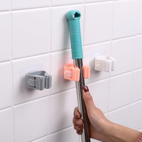 2PCS High Quality Wall Mounted Mop Organizer Holder Brush Broom Hanger Home Storage Rack Bathroom Suction Hanging Pipe Hooks