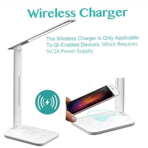 10W wireless charging LED desk lamp USB charging port dimmable eye protection learning lamp folding