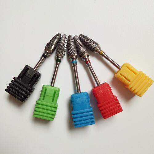 New 5pcs/set carbide(XC-C-M-F-XF) Nail Art Drill Professional Electric Machine Manicure Pedicure nail drill bit Tools 2.35