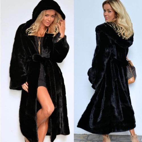 New woman fur 2020 X-long Plus Size Women Clothing 4XL Winter Artificial Economy Mink Fur Coat with a Hood Luxury Fake Fur Coats