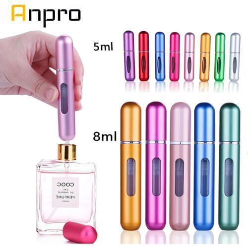 5/8ml Portable Travel Mini Container Aluminum Refillable Perfume Spray Bottle Empty Cosmetic Storage Bottle Water Container Tool
