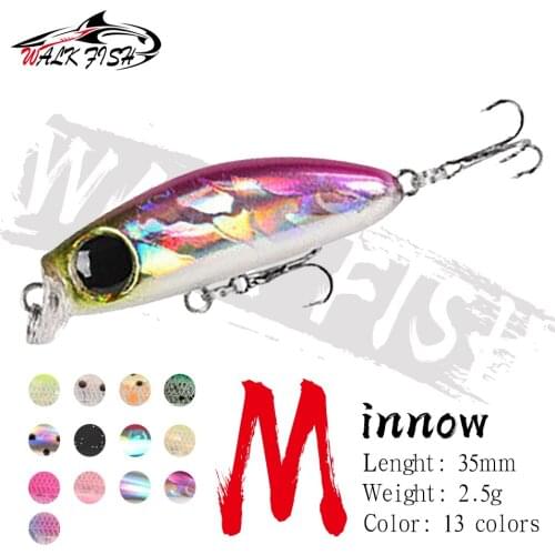 WALK FISH 35MM 2.5G Minnow Fishing Lure Japanese Design Slowly Sinking Mini Hard Bait Topwater Wobbler Crankbait Perch Trout